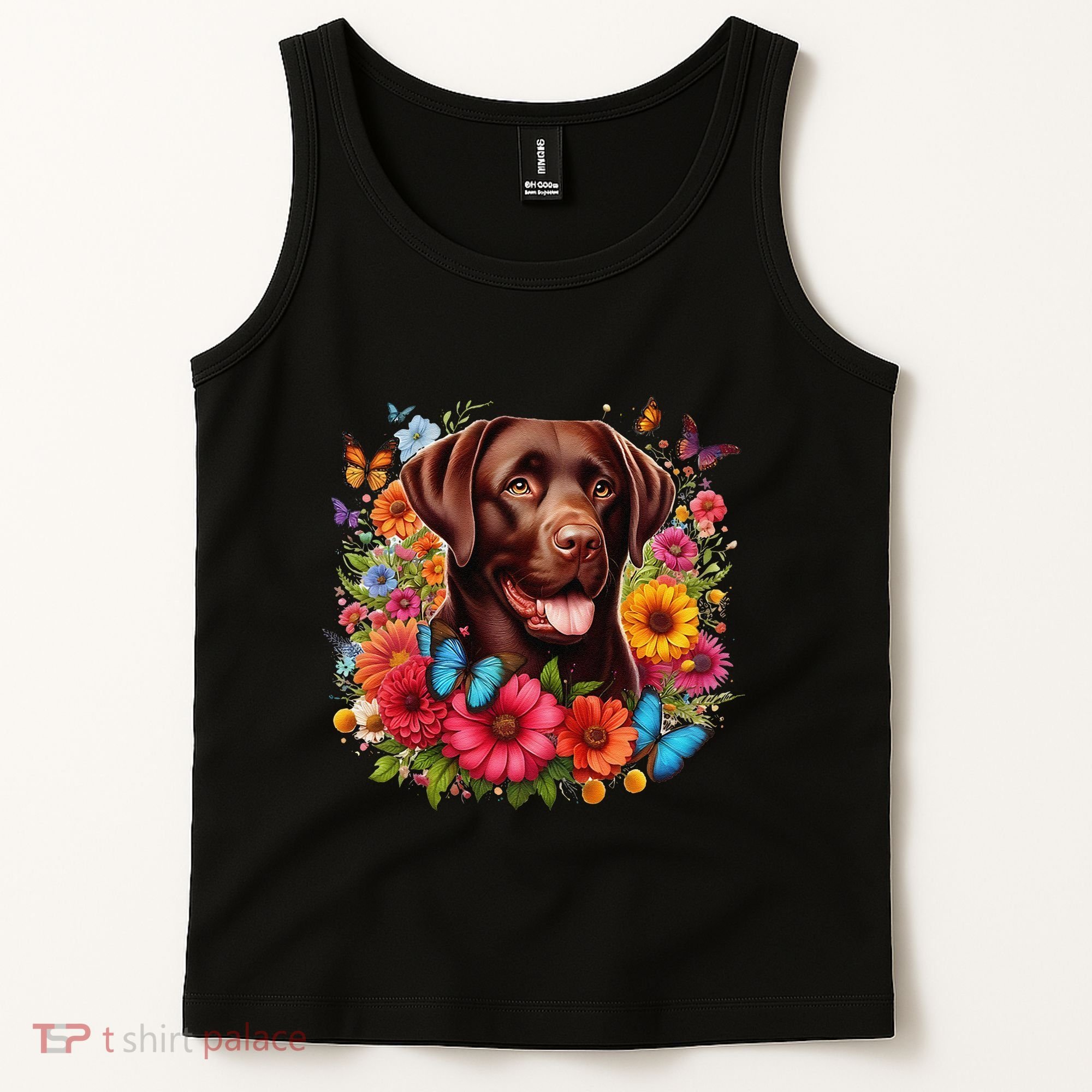 Chocolate Lab Flowers Women Labrador Tank Top
