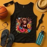 Chocolate Lab Flowers Women Labrador Tank Top thumb 4