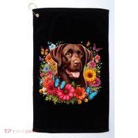 Chocolate Lab Flowers Women Labrador Golf Towel thumb 0