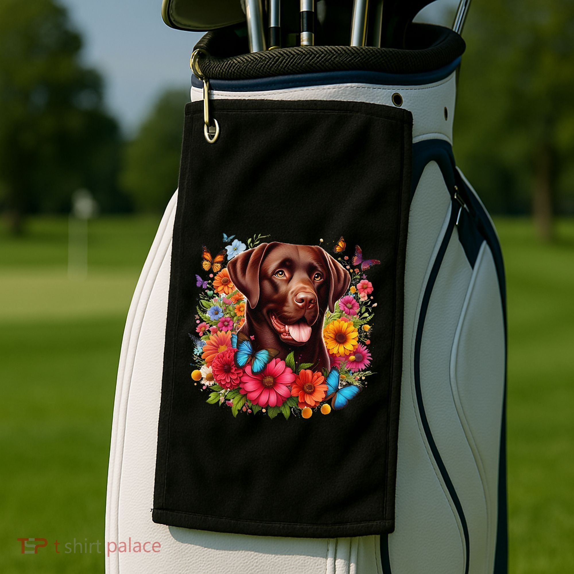 Chocolate Lab Flowers Women Labrador Golf Towel