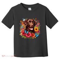 Chocolate Lab Flowers Women Labrador Toddler T-Shirt thumb 0