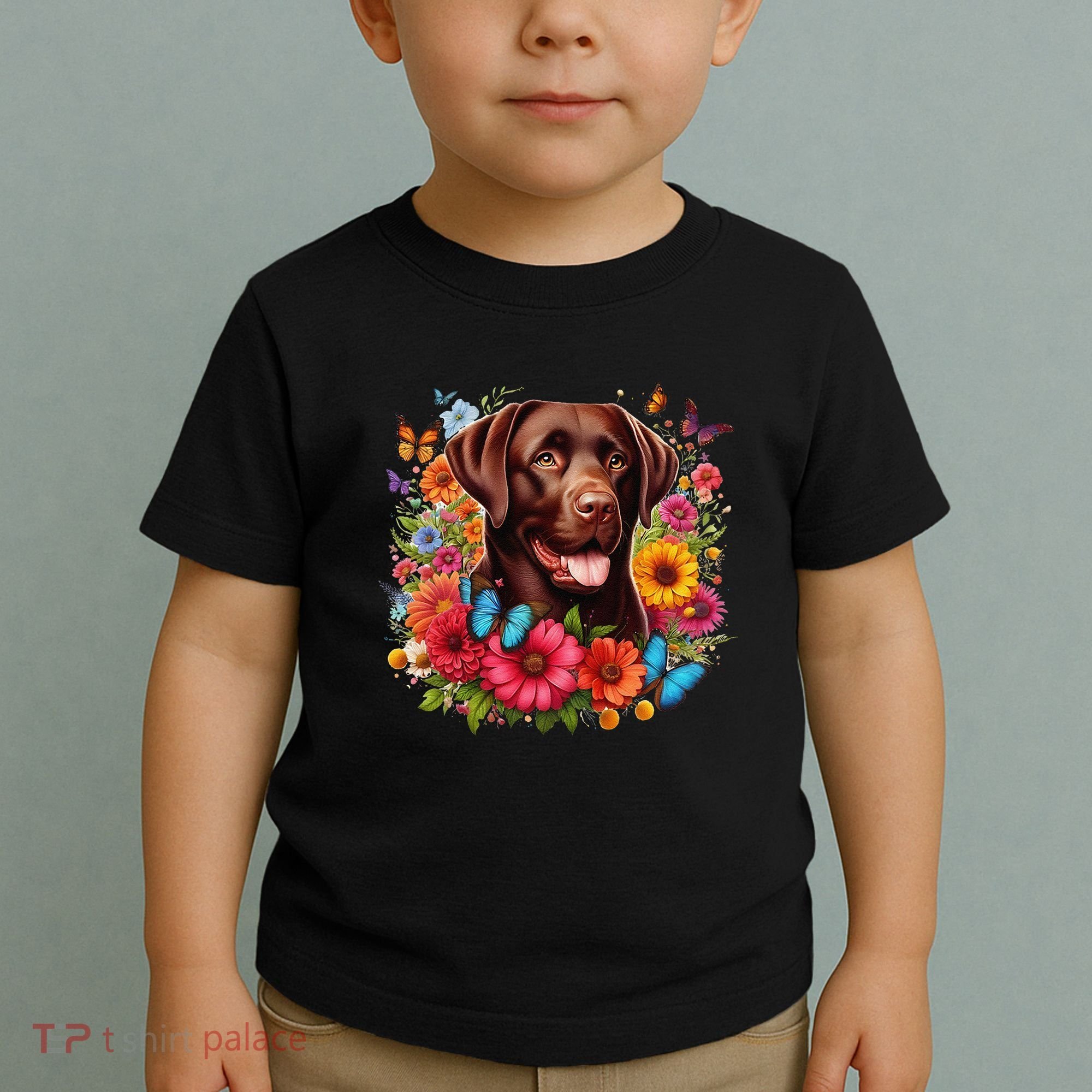 Chocolate Lab Flowers Women Labrador Toddler T-Shirt