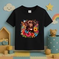 Chocolate Lab Flowers Women Labrador Toddler T-Shirt thumb 3