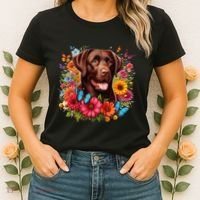 Chocolate Lab Flowers Women Labrador Women's T-Shirt thumb 2