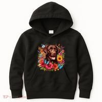 Chocolate Lab Flowers Women Labrador Kids Hoodie thumb 0