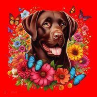Chocolate Lab Flowers Women Labrador Santa Hat thumb 1