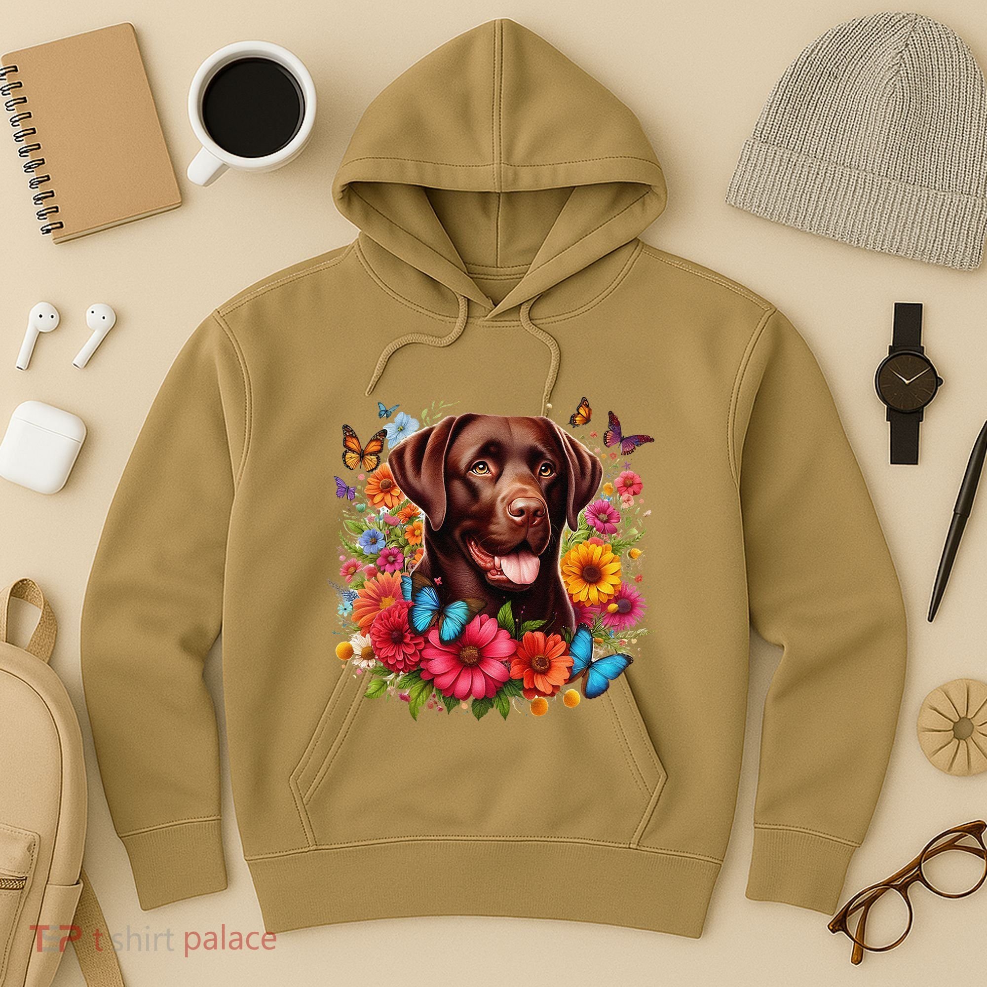 Chocolate Lab Flowers Women Labrador Hoodie