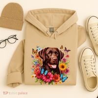 Chocolate Lab Flowers Women Labrador Hoodie thumb 4