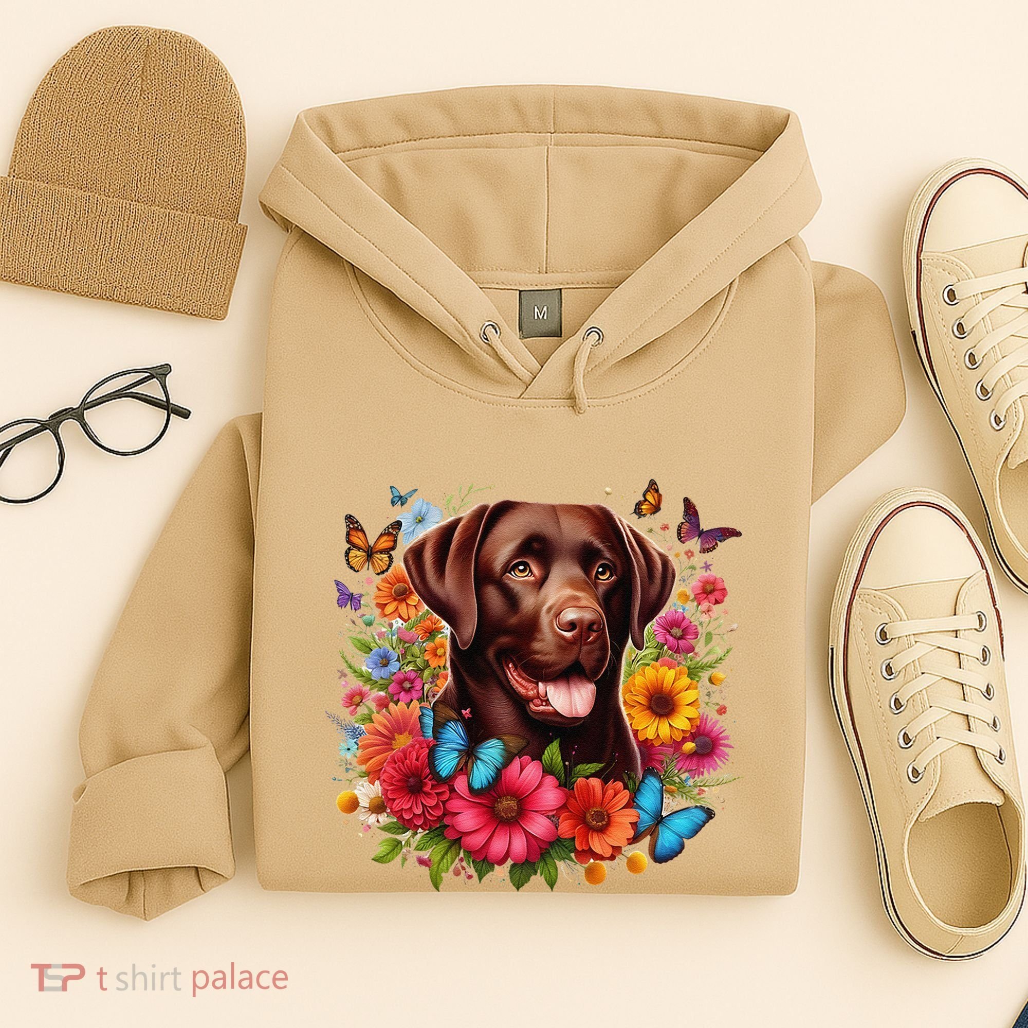 Chocolate Lab Flowers Women Labrador Hoodie