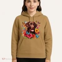 Chocolate Lab Flowers Women Labrador Hoodie thumb 5