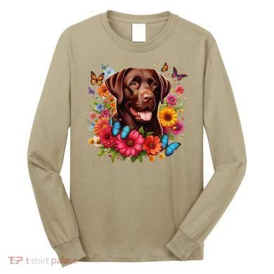 Chocolate Lab Flowers Women Labrador Long Sleeve Shirt