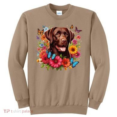 Chocolate Lab Flowers Women Labrador Sweatshirt