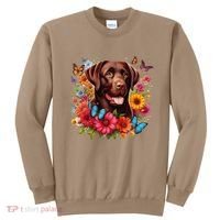 Chocolate Lab Flowers Women Labrador Sweatshirt thumb 0