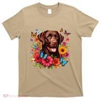 Chocolate Lab Flowers Women Labrador T-Shirt thumb 0