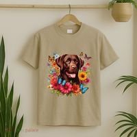 Chocolate Lab Flowers Women Labrador T-Shirt thumb 2