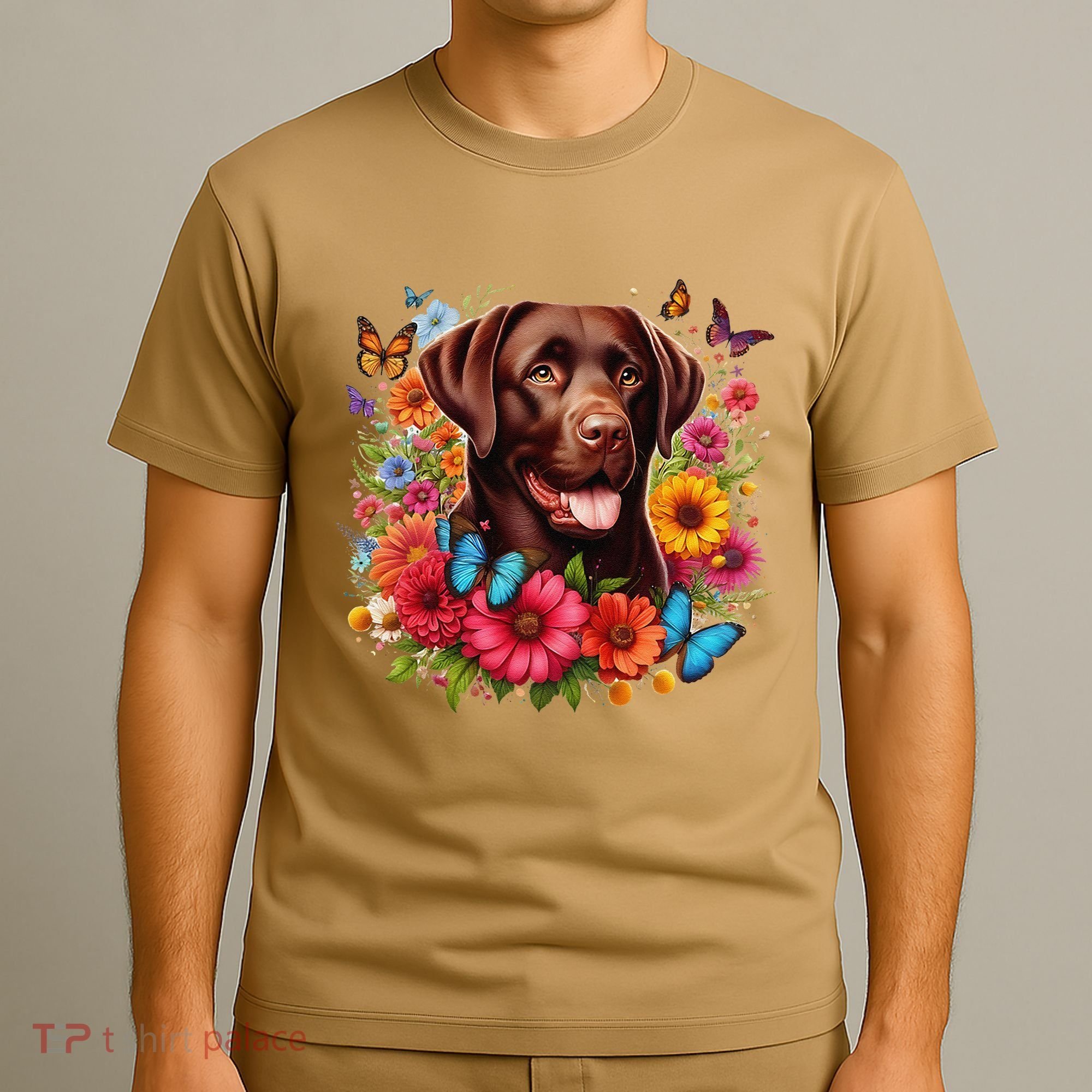 Chocolate Lab Flowers Women Labrador T-Shirt