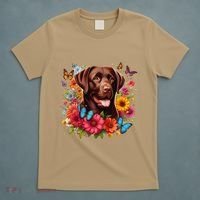 Chocolate Lab Flowers Women Labrador T-Shirt thumb 5