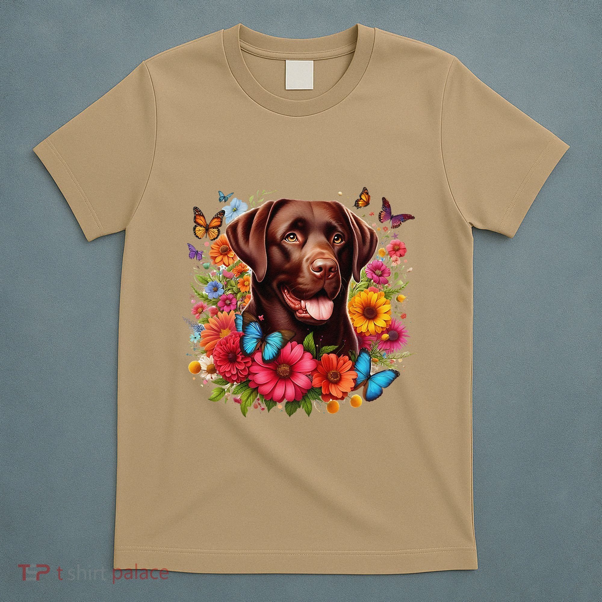 Chocolate Lab Flowers Women Labrador T-Shirt
