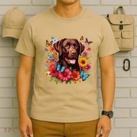 Chocolate Lab Flowers Women Labrador T-Shirt thumb 6
