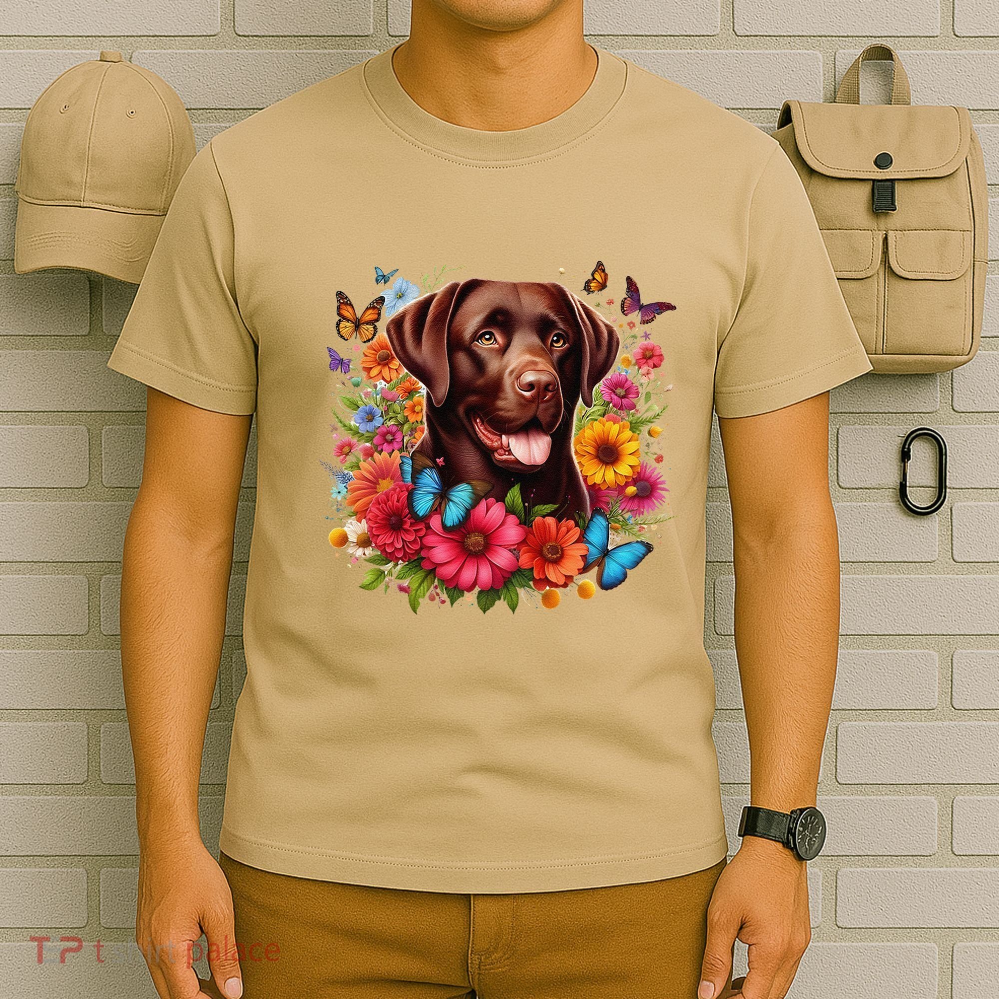 Chocolate Lab Flowers Women Labrador T-Shirt
