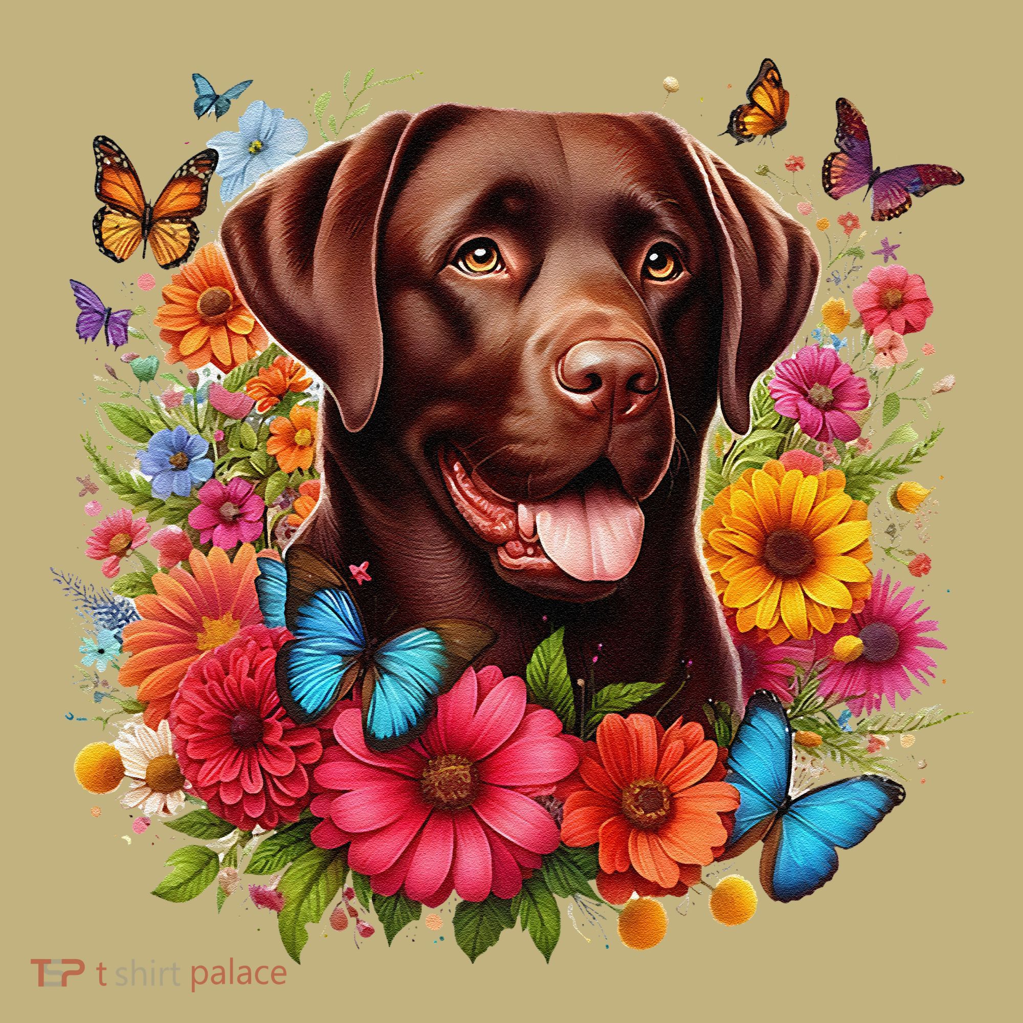 Chocolate Lab Flowers Women Labrador T-Shirt
