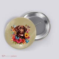 Chocolate Lab Flowers Women Labrador Button thumb 0