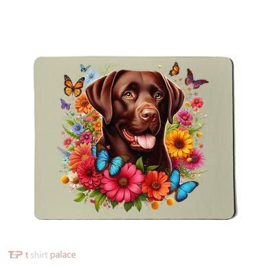 Chocolate Lab Flowers Women Labrador Mousepad