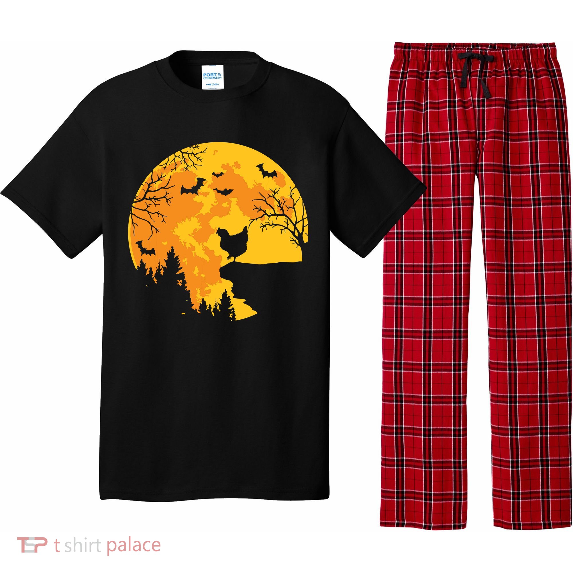 Chicken Lovers Funny Chicken And Moon Halloween Costume Pajama Set