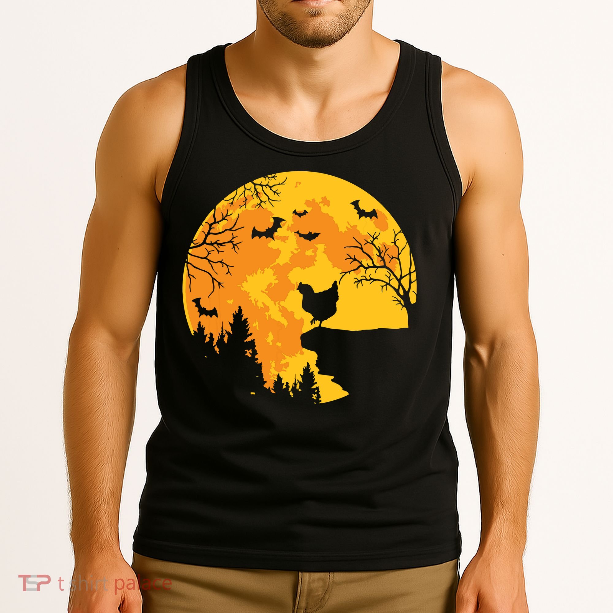Chicken Lovers Funny Chicken And Moon Halloween Costume Tank Top