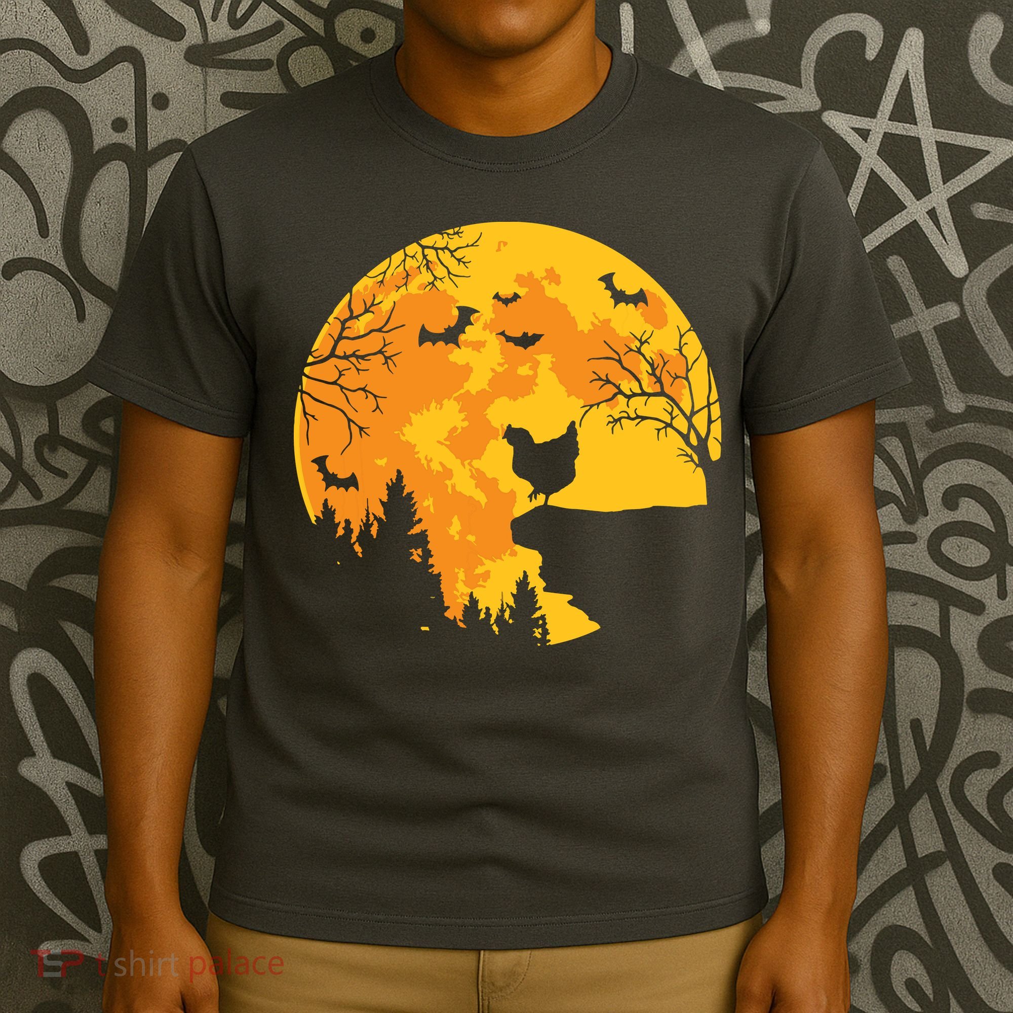 Chicken Lovers Funny Chicken And Moon Halloween Costume T-Shirt