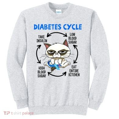 Cat Lover Funny Diabetes Cycle Awareness Sweatshirt