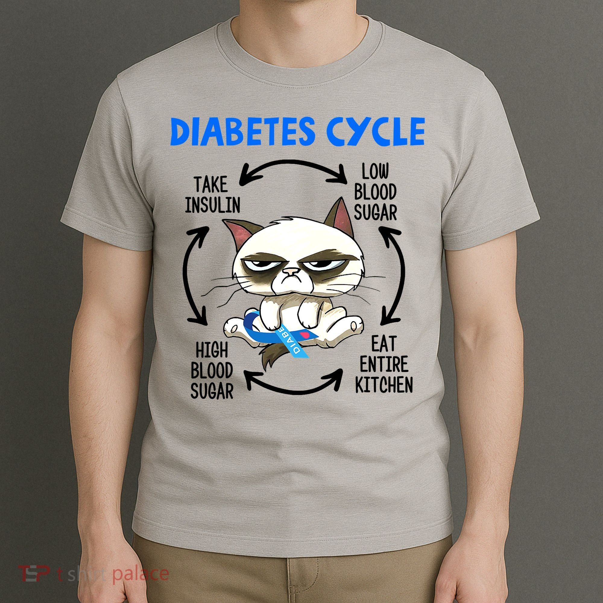 Cat Lover Funny Diabetes Cycle Awareness T-Shirt