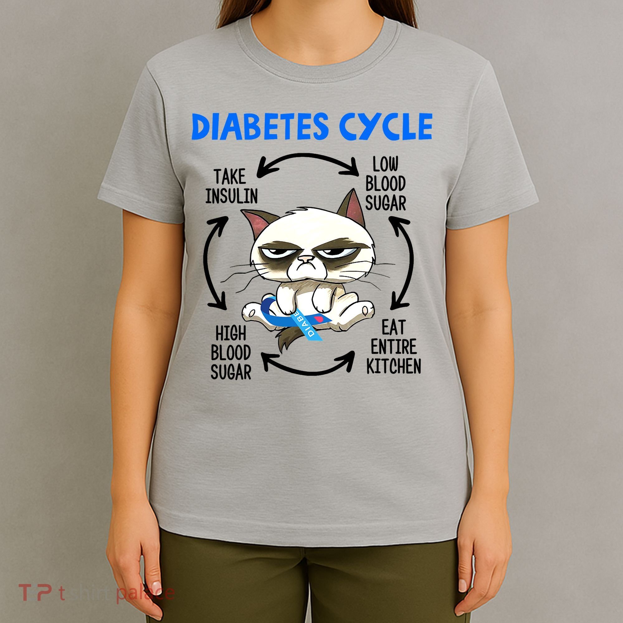 Cat Lover Funny Diabetes Cycle Awareness T-Shirt