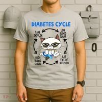 Cat Lover Funny Diabetes Cycle Awareness T-Shirt thumb 6