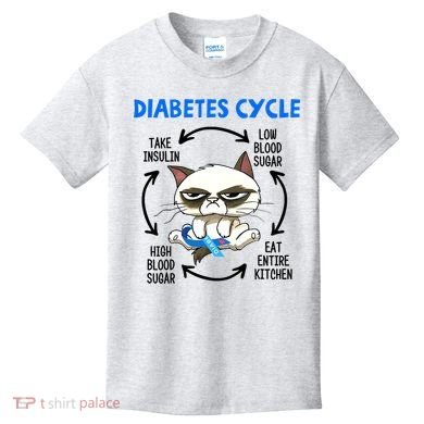 Cat Lover Funny Diabetes Cycle Awareness Kids T-Shirt
