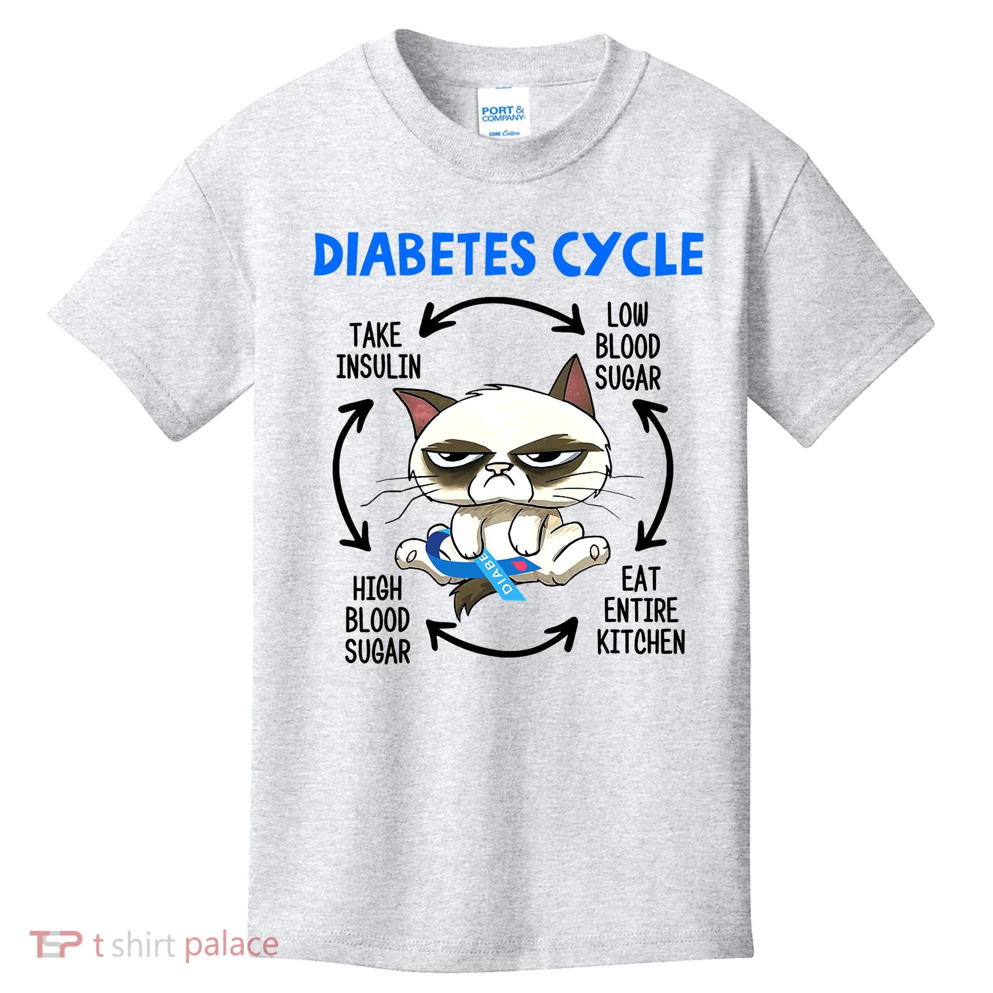 Cat Lover Funny Diabetes Cycle Awareness Kids T-Shirt
