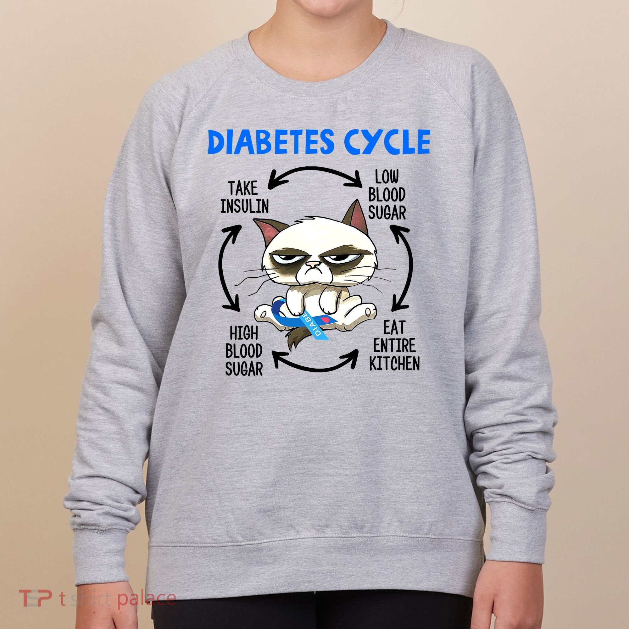 Cat Lover Funny Diabetes Cycle Awareness Women's Sweatshirt