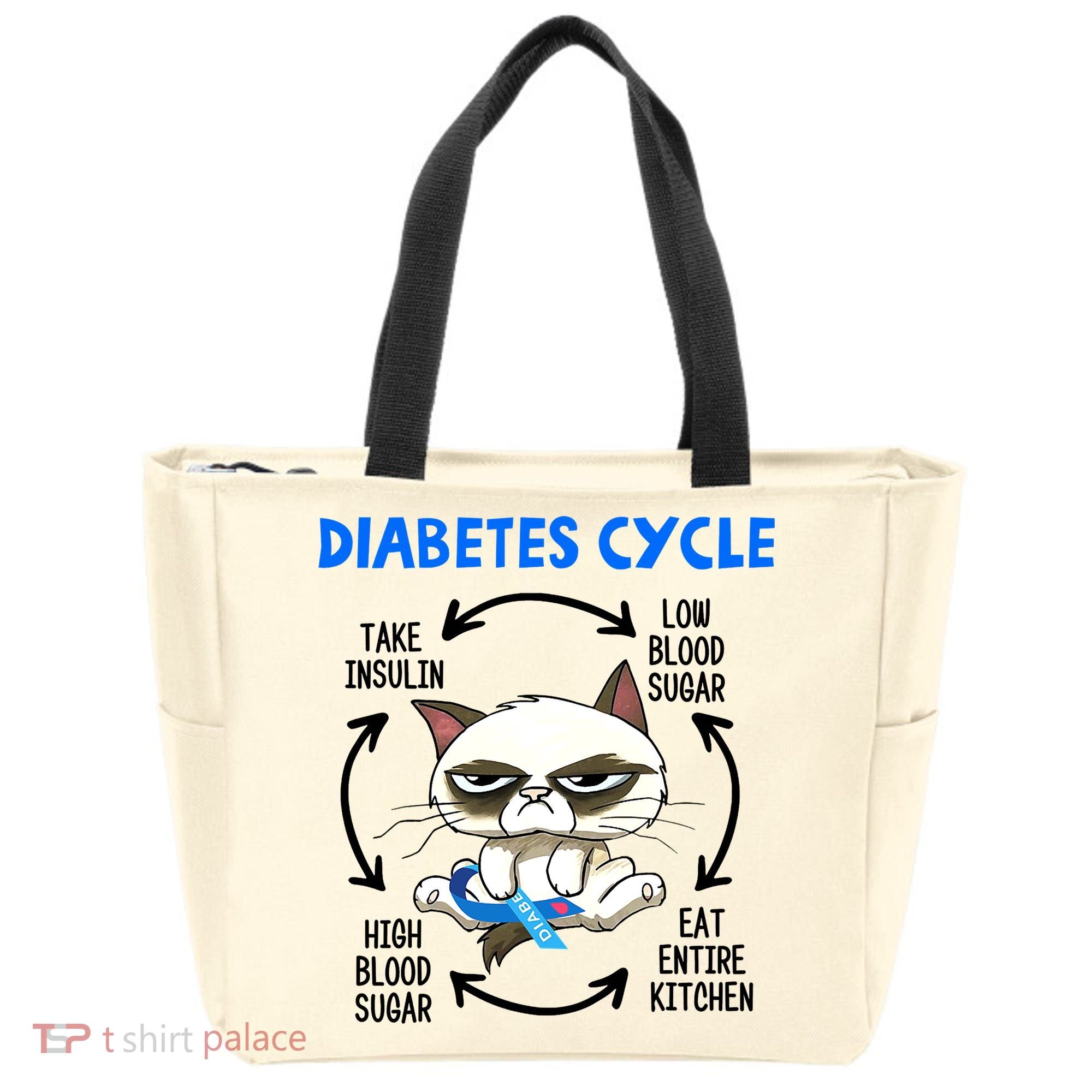 Cat Lover Funny Diabetes Cycle Awareness Tote Bag