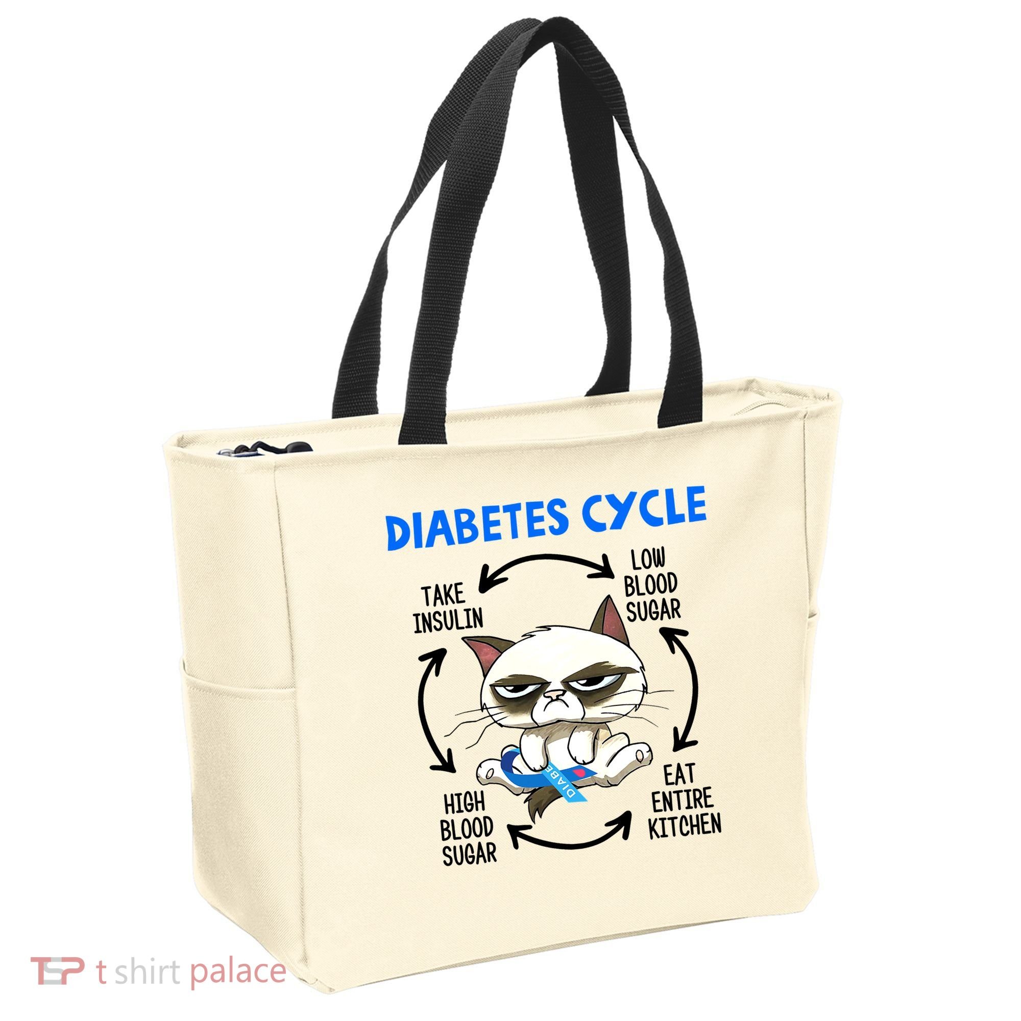 Cat Lover Funny Diabetes Cycle Awareness Tote Bag