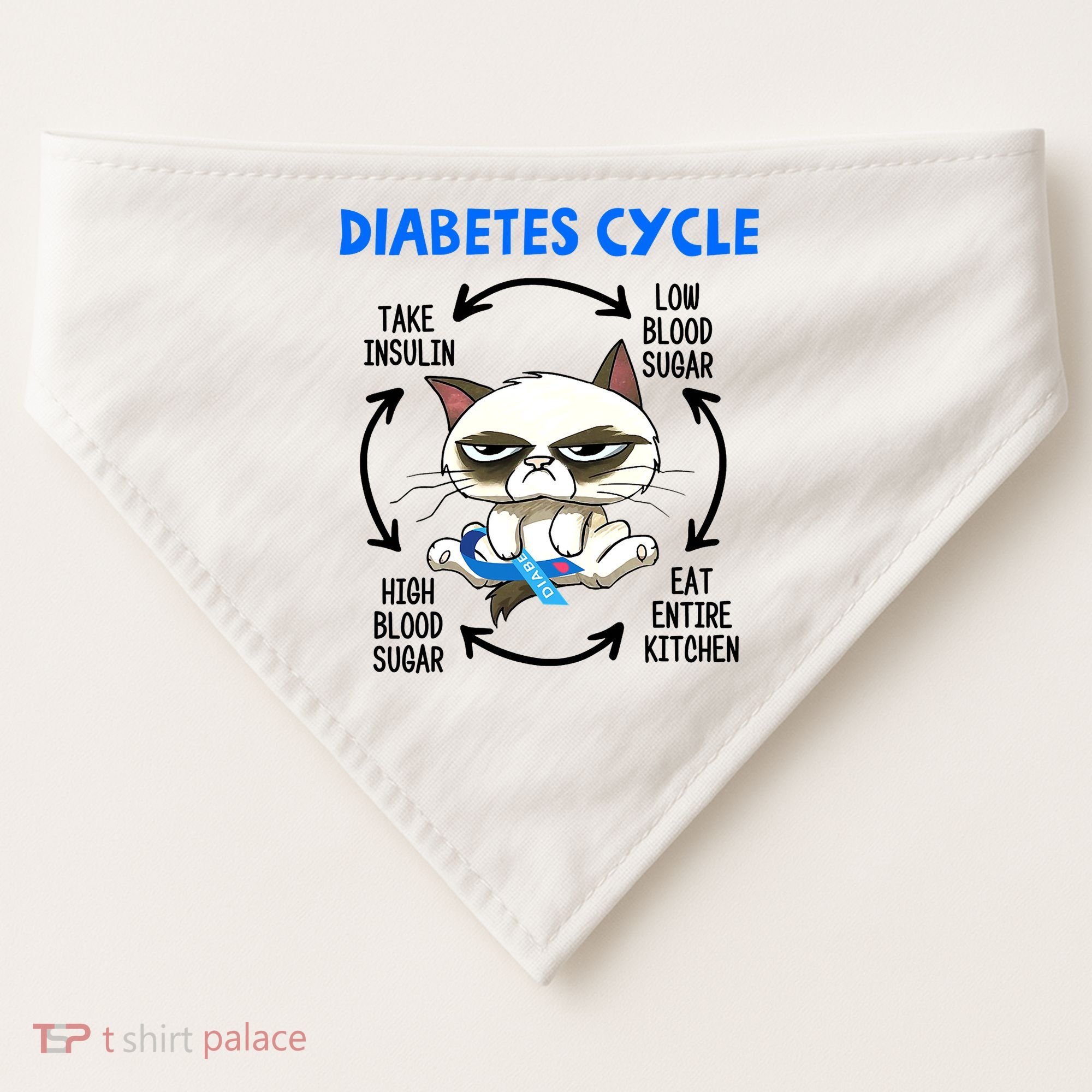 Cat Lover Funny Diabetes Cycle Awareness USA-Made Doggie Bandana
