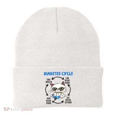 Cat Lover Funny Diabetes Cycle Awareness Beanie
