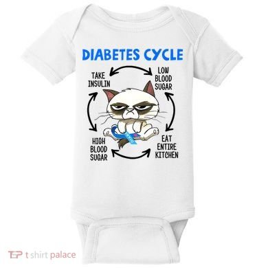 Cat Lover Funny Diabetes Cycle Awareness Baby Bodysuit