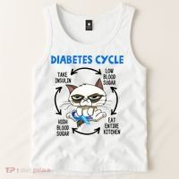 Cat Lover Funny Diabetes Cycle Awareness Tank Top thumb 2