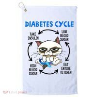 Cat Lover Funny Diabetes Cycle Awareness Golf Towel thumb 0