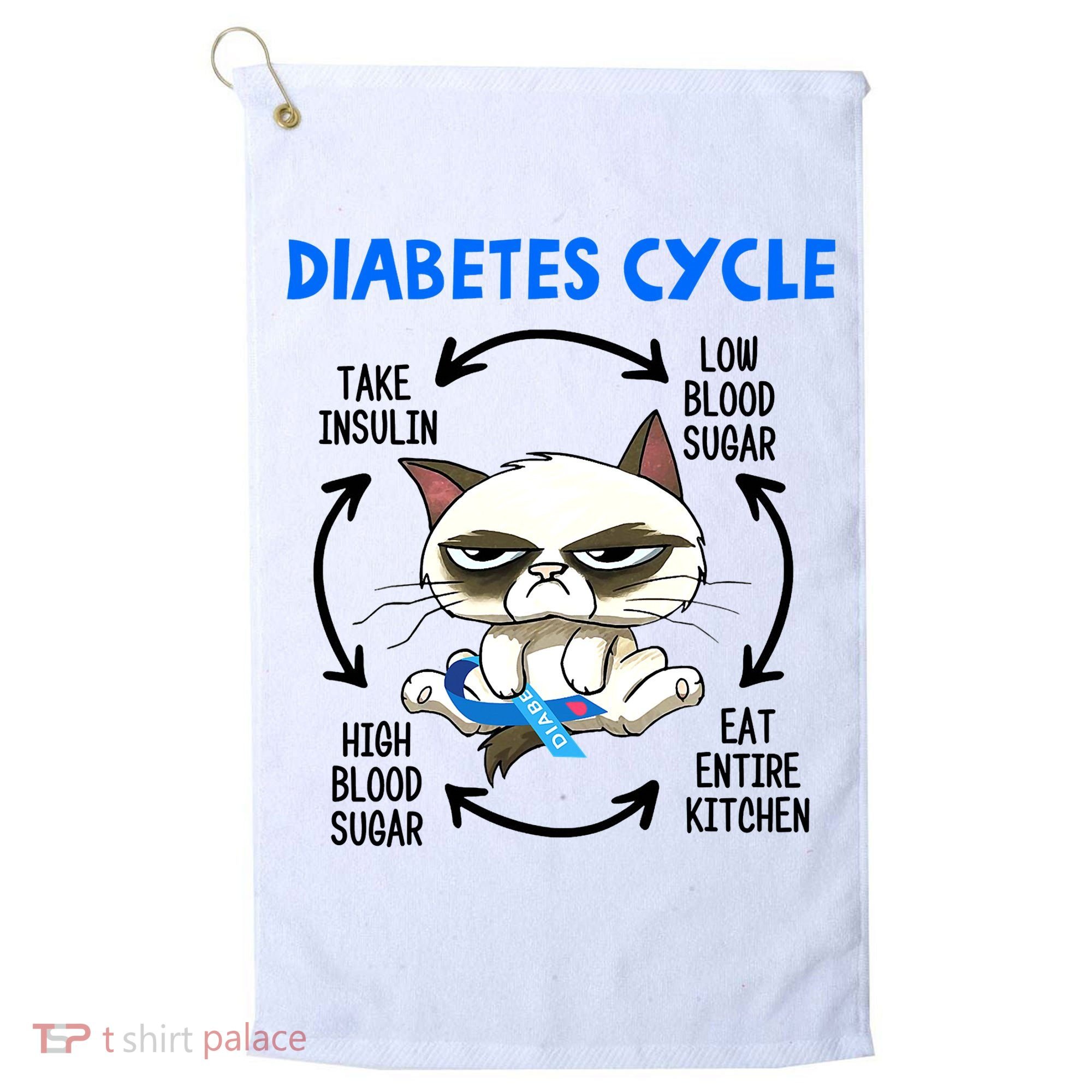 Cat Lover Funny Diabetes Cycle Awareness Golf Towel