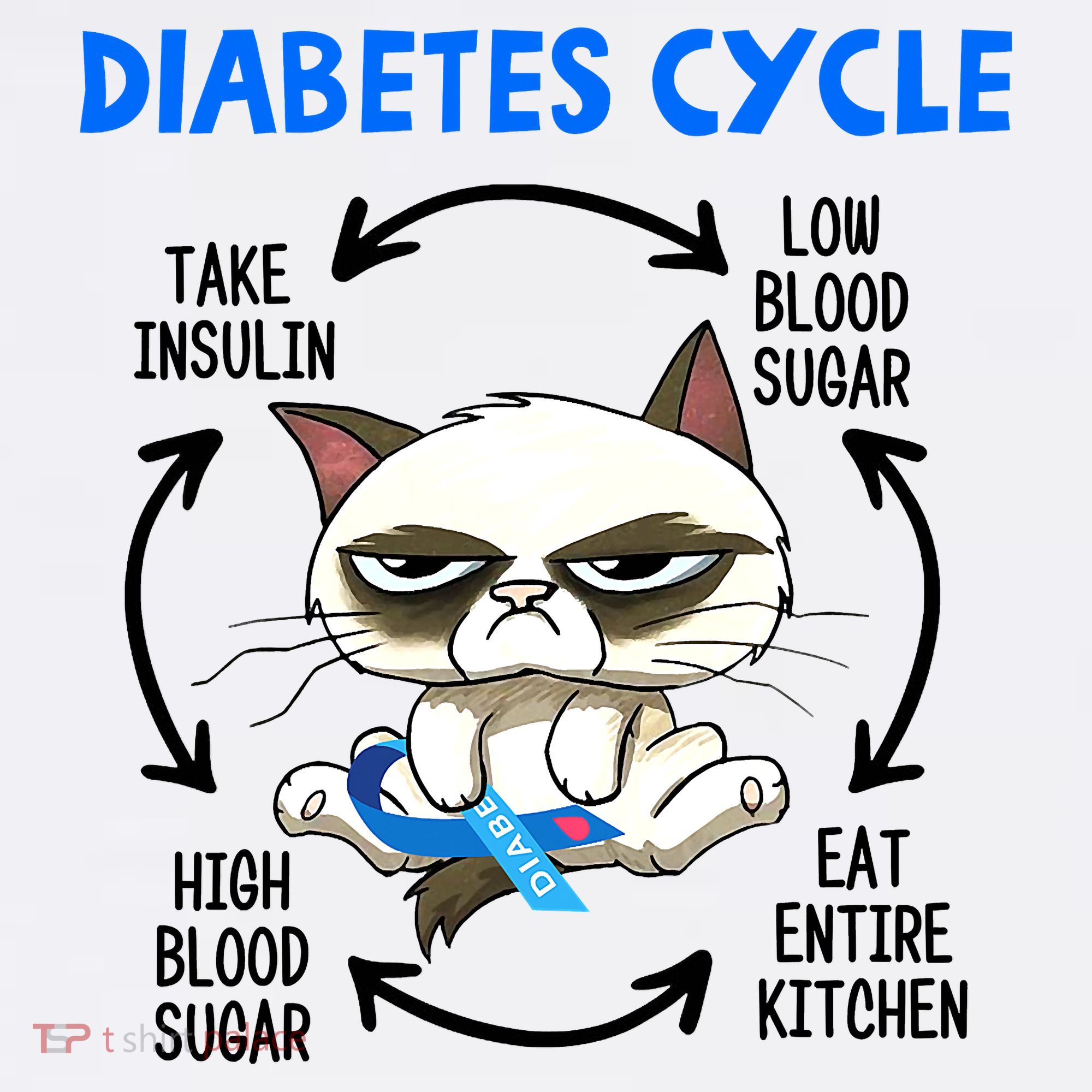 Cat Lover Funny Diabetes Cycle Awareness Golf Towel