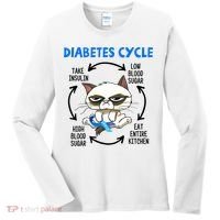 Cat Lover Funny Diabetes Cycle Awareness Women's Long Sleeve Shirt thumb 0
