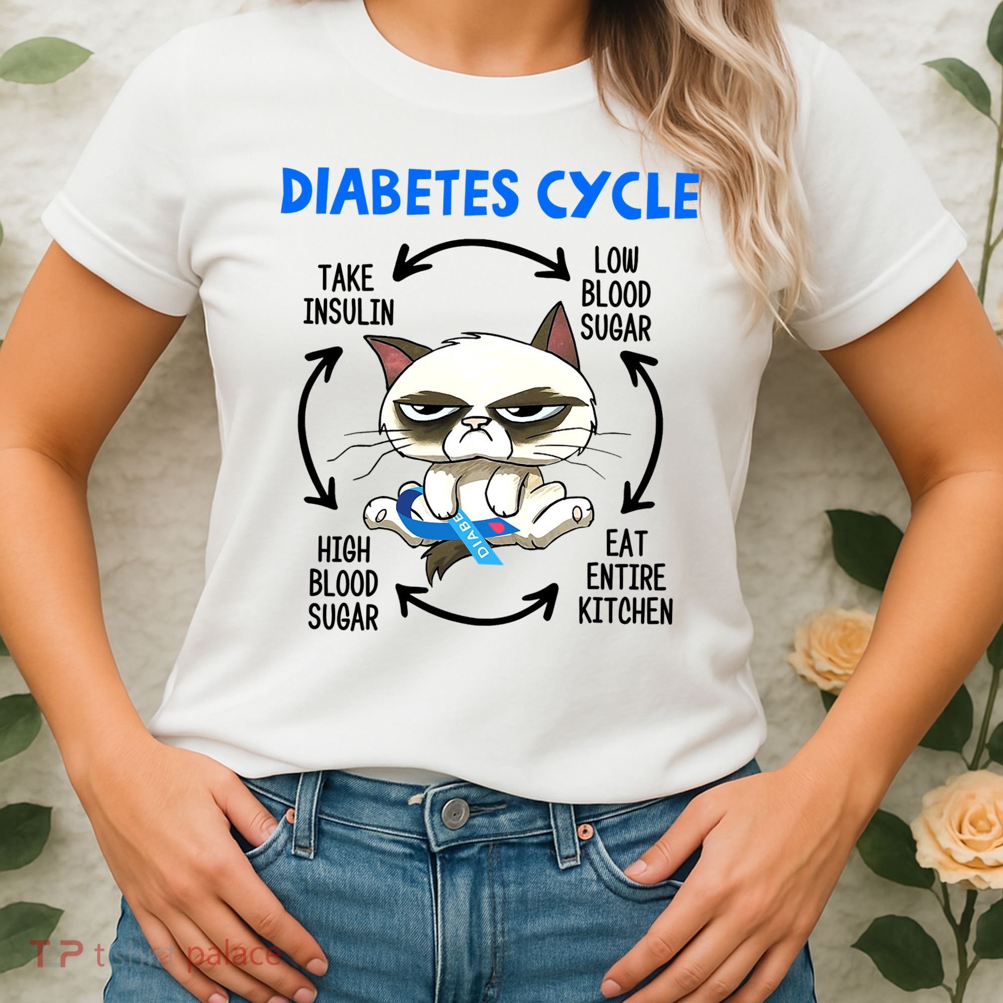 Cat Lover Funny Diabetes Cycle Awareness Women's T-Shirt