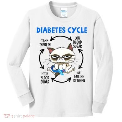 Cat Lover Funny Diabetes Cycle Awareness Kids Long Sleeve Shirt