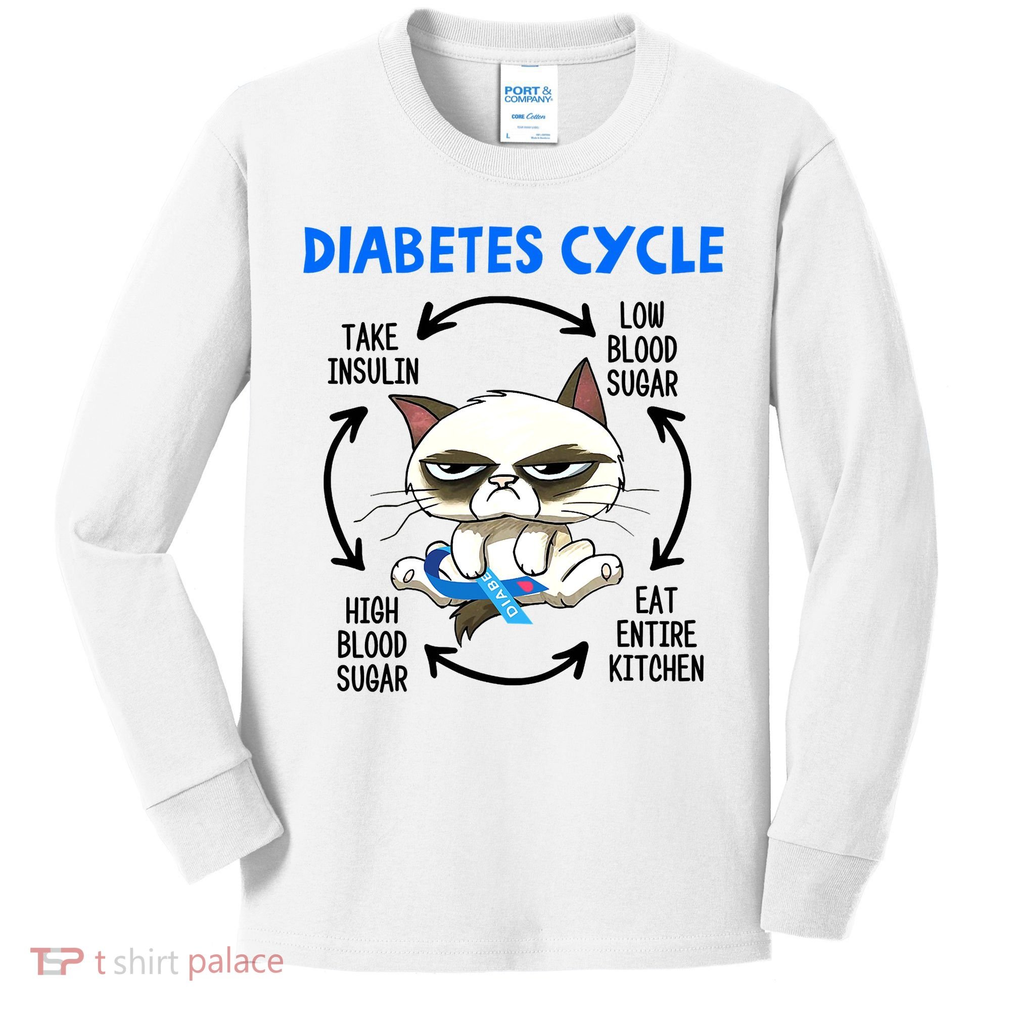 Cat Lover Funny Diabetes Cycle Awareness Kids Long Sleeve Shirt